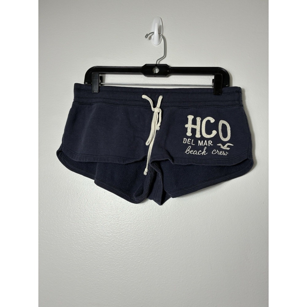 Hollister Y2K VTG Micro Mini Ultra Low Rise Booty Drawstring Shorts in Blue Sz M
